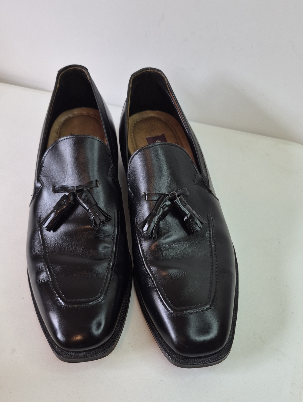 Easy Spirit Men's Black Leather Tassel Loafers Size 10